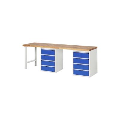 PROREGAL Werkbank Serie 7000 - Modell 7509 | HxBxT 84x250x70cm | 8x Schublade | Schubladenmaße 8x180mm | Lichtgrau | Arbeitstisch Werktisch Image