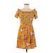 Xhilaration Casual Dress: Yellow Floral Dresses - Women's Size Medium