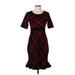 Nina Leonard Casual Dress: Black Jacquard Dresses - Women's Size Small