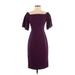 Black Halo Cocktail Dress - Sheath Boatneck Short sleeves: Burgundy Print Dresses - Women's Size 0