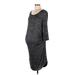 Gap - Maternity Casual Dress - Midi Scoop Neck 3/4 sleeves: Gray Marled Dresses - Women's Size Medium