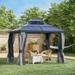 Man Wah Outsunny 10 Ft. W x 10 Ft. W Aluminum Party Tent Aluminum/Hardtop/Metal in Gray | 112.8 H x 116.4 W x 116.4 D in | Wayfair MW-SPN-679822