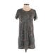 Forever 21 Casual Dress - Shift Crew Neck Short sleeves: Gray Print Dresses - Women's Size Small