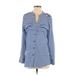 Calvin Klein Long Sleeve Blouse: Blue Stripes Tops - Women's Size Small