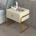 Everly Quinn Zaydrian Metal Nightstand Wood/Upholstered/Metal in White | 19.69 H x 19.69 W x 15.75 D in | Wayfair E3A825FAF7E04ECCB5AE149A210646A2