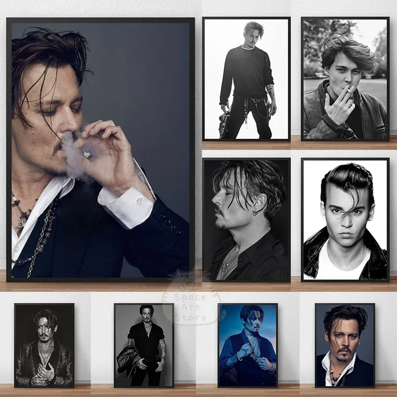 Affiche sur toile de Johnny Depp, mode moderne, art mural esthétique, célèbre star de cinéma, affiche imprimée, décoration de la maison, chambre à coucher, salon