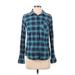 Burton Durable Goods Long Sleeve Button Down Shirt: Teal Plaid Tops - Women's Size Small