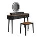 Costway Makeup Vanity Table Set with LED Mirror and 3 Spacious Drawers-Black-Brown