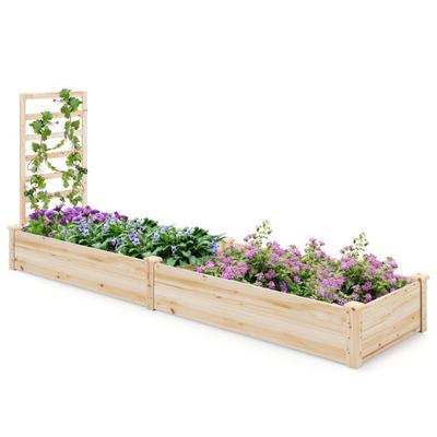 Costway Raised Garden Bed with Planter Box and Tre...