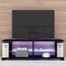 32-60 Inch TV Stand Low Profile Black+Stone Grey Entertainment Center with LED Lights 57 Inch Small TV Console Table