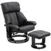 Recliner with Ottoman Footrest, Recliner Chair with Vibration Massage, Faux Leather and Swivel Wood Base