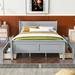 Queen Size Wood Platform Bed with 4 Drawers and Streamlined Headboard & Footboard