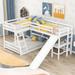 Pine Wood and MDF Twin over Full Bunk Bed with Twin Size Loft Bed, Desk, and Slide - Full-Length Guardrail