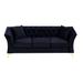 Contemporary Curved Chesterfield Sofa - Tufted Velvet 3-seater sofa with Scroll Arms, Gold Metal Legs - Stylish 3-Seat Couch