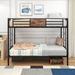 Twin Over Twin Size Metal Bunk Bed with Ladder and Full-Length Guardrail