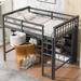 Space Saving Design Twin Size Loft Bed with 8 Open Storage Shelves and Built-in Ladder