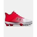 Under Armour Youth Leadoff Mid Rm Jr Molded Baseball Cleat Red/White Medium 6 6 Medium US/Red|White