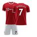 XNB 2021-2022 Man Utd Home Shirt #7 Ronaldo Soccer Jersey and Shorts Set