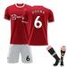 XNB 2021-2022 Man Utd Home Shirt #6 Pogba Sportswear Soccer Activewear Set