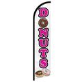 OnPoint Wares| Donuts (White) Windless Banner Flag | Advertising Flag/Business Flags | 11.5ft x 2.5ft