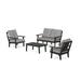 POLYWOODÂ® Prairie 4-Piece Deep Seating Set with Loveseat in Black / Grey Mist