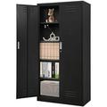 CCBIUOMBO Metal Cabinet 72 Garage Cabinet with Doors 4 Adjustable Height & Steel Lockable File Cabinet Tool Cabinets for Office Home Gym School and Kitchens (Black)