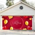 Riforla Valentine s Day Garage Door Hanging Flag Banner Red Pink Heart Pattern Valentine s Day Party Decoration Props Background Cloth Garage Door Decoration Supplies Red