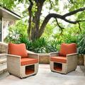 OVIOS 2-piece Patio Pet-Friendly Chair Set Wicker Multi-function Furniture Red/Orange