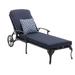 Chaise Lounge Outdoor Chair with Navy Blue Cushions Aluminum Pool Side Sun Lounges with Wheels Adjustable Reclining Patio Furniture Set