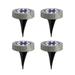 Glitzhome 5.25 H Set of 4 Resin Solar Powered Disk Light or Outdoor Pathway Light or Ground Light (KD)