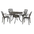 Homestock Tuscan Treats Khaki Gray Aluminum 5 Piece Outdoor Dining Set