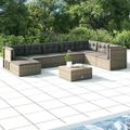 8 Piece Patio Lounge Set with Cushions Gray Poly Rattan