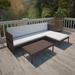 3 Piece Patio Lounge Set with Cushions Poly Rattan Brown