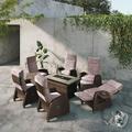 Grand Patio Outdoor Recliner Chair with Rectangle Fire Pit Table Patio Furniture Conversation Set Wicker Reclining Chair 7 Pieces Patio Furniture with Fire Pit for Backyard Garden Patio Beige