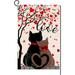 Rdsfhsp Valentines Cats Garden Flag 12x18 Vertical Double Sided Red Love Tree Spring Farmhouse Holiday Outside Decorations Linen Yard Flag