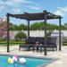 PURPLE LEAF Outdoor Retractable Pergola with Sun Shade Canopy 10 x 10 Patio Aluminum Pergola Shelter for Backyard Deck Garden Modern Metal Grape Trellis Pergola Navy Blue