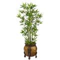 Silk Plant Nearly Natural 4.5 Bamboo Palm Artificial Tree in Decorative Planter