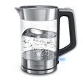 Arendo Wasserkocher mit Cool-Touch-Griff, Glas-Wasserkocher, 1,7 L, 2200 W, hochwertiges Edelstahl, Silber