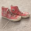 Converse Shoes | Chuck Taylor Converse High Tops In Pink Leather Floral Embroidery Children's 3 | Color: Pink/White | Size: 3bb