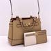 Michael Kors Bags | Michael Kors Reed Large Leather Satchel Shoulder Handbag And Wallet Set | Color: Gold/Tan | Size: Os