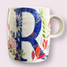 Anthropologie Dining | Anthropologie Starla Halfmann R Monogram Mug Foral Coffee Tea Cup | Color: Blue/Cream | Size: Os