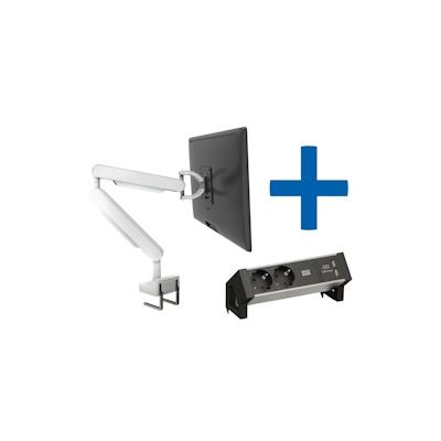 Bachmann ZG1 Monitorhalterung weiß + Desk 2 Alu BLACK Anschlussfeld Image