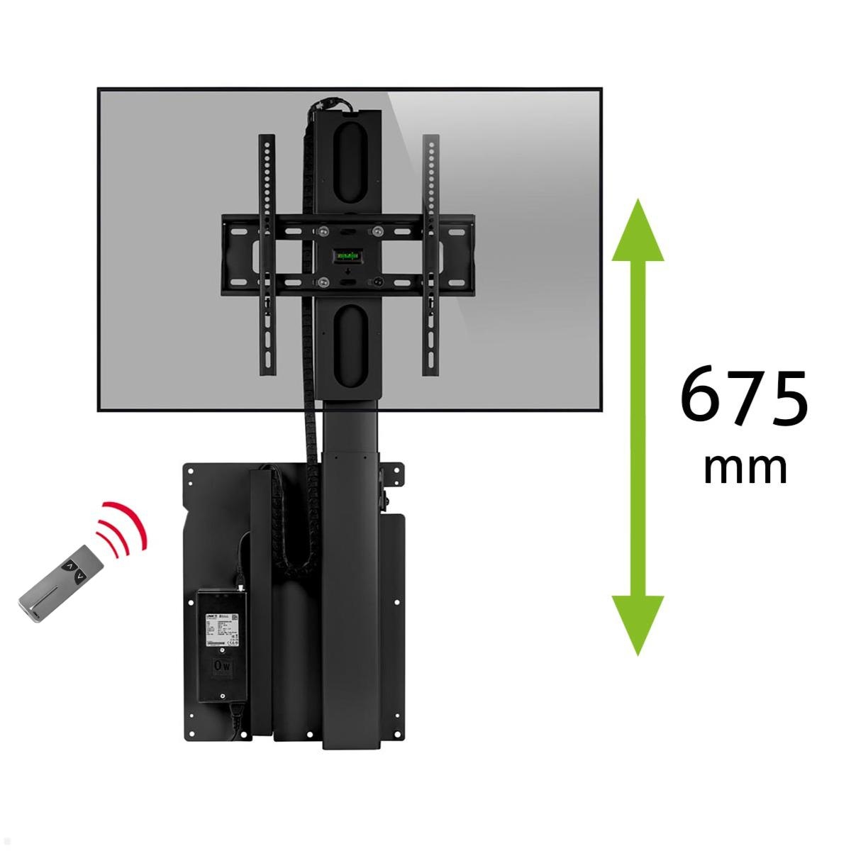 MonLines MLW675B TV Lift Wandhalterung elektrisch, 675mm, schwarz Image
