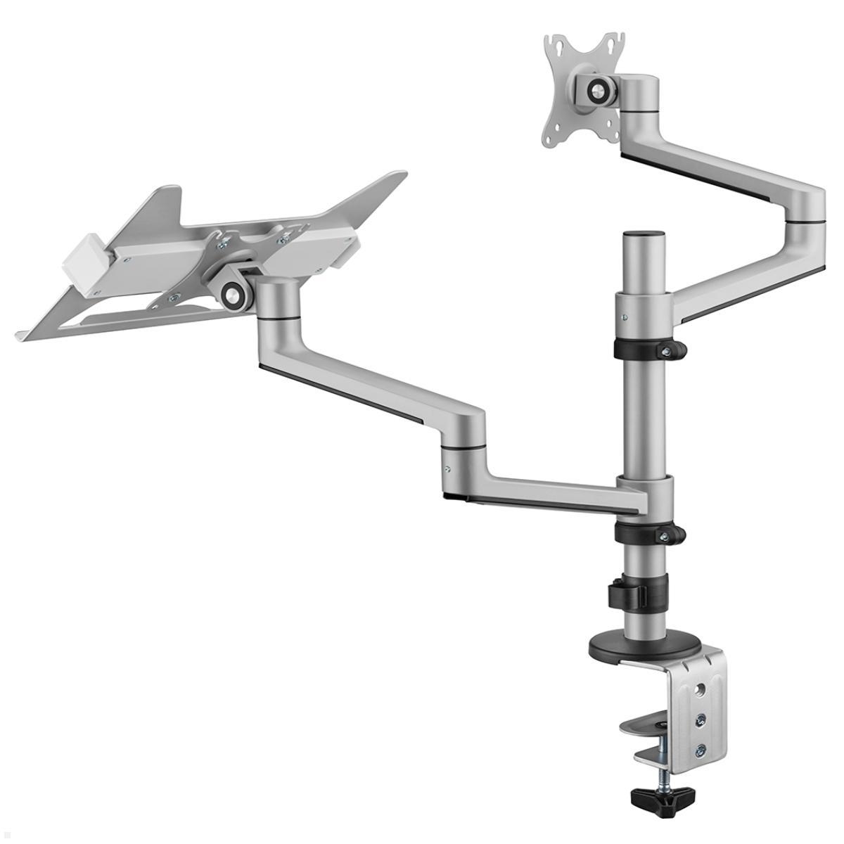 MonLines MTH016S Monitorhalter und Laptop Halterung mit Tischklemme, silber Image