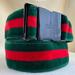 Gucci Accessories | Gucci Sherry Line Velvet/Leather Belt Black Metal Striped Red Green Small | Color: Green/Red | Size: Os