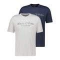 Marc O'Polo Herren T-Shirt im 2er-Pack aus Bio-Baumwolle Regular Fit, marine/weiß, Gr. XL
