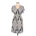 SONOMA life + style Casual Dress V-Neck Short sleeves: Gray Dresses - Women's Size Medium