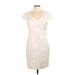 Forever 21 Contemporary Cocktail Dress - Sheath V Neck Short sleeves: Ivory Print Dresses - Women's Size Large