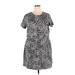 Old Navy Casual Dress - Mini Crew Neck Short sleeves: Gray Leopard Print Dresses - Women's Size 2X-Large