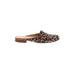 Talbots Mule/Clog: Slip On Chunky Heel Boho Chic Tan Leopard Print Shoes - Women's Size 6 - Round Toe